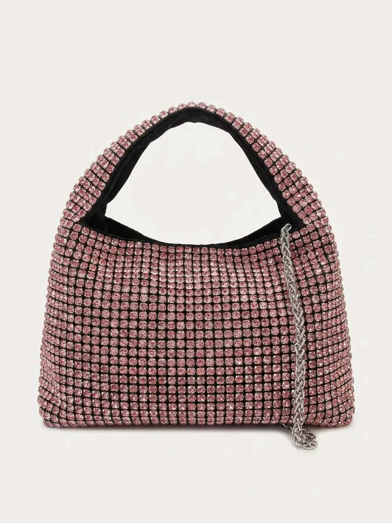 A digitalized crystal mesh bag, background removed and tagged